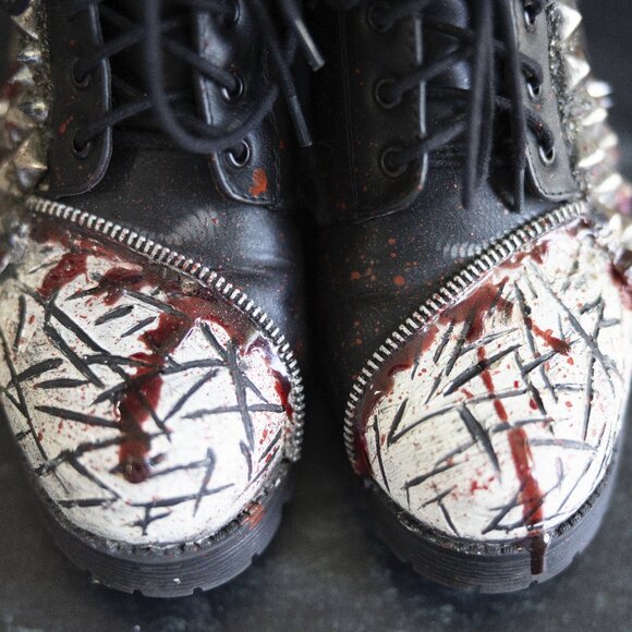 Michael Myers Zombie Peepshow Horror Boots - Size 8 - Bloody Horror Booties - Picture 12 of 13